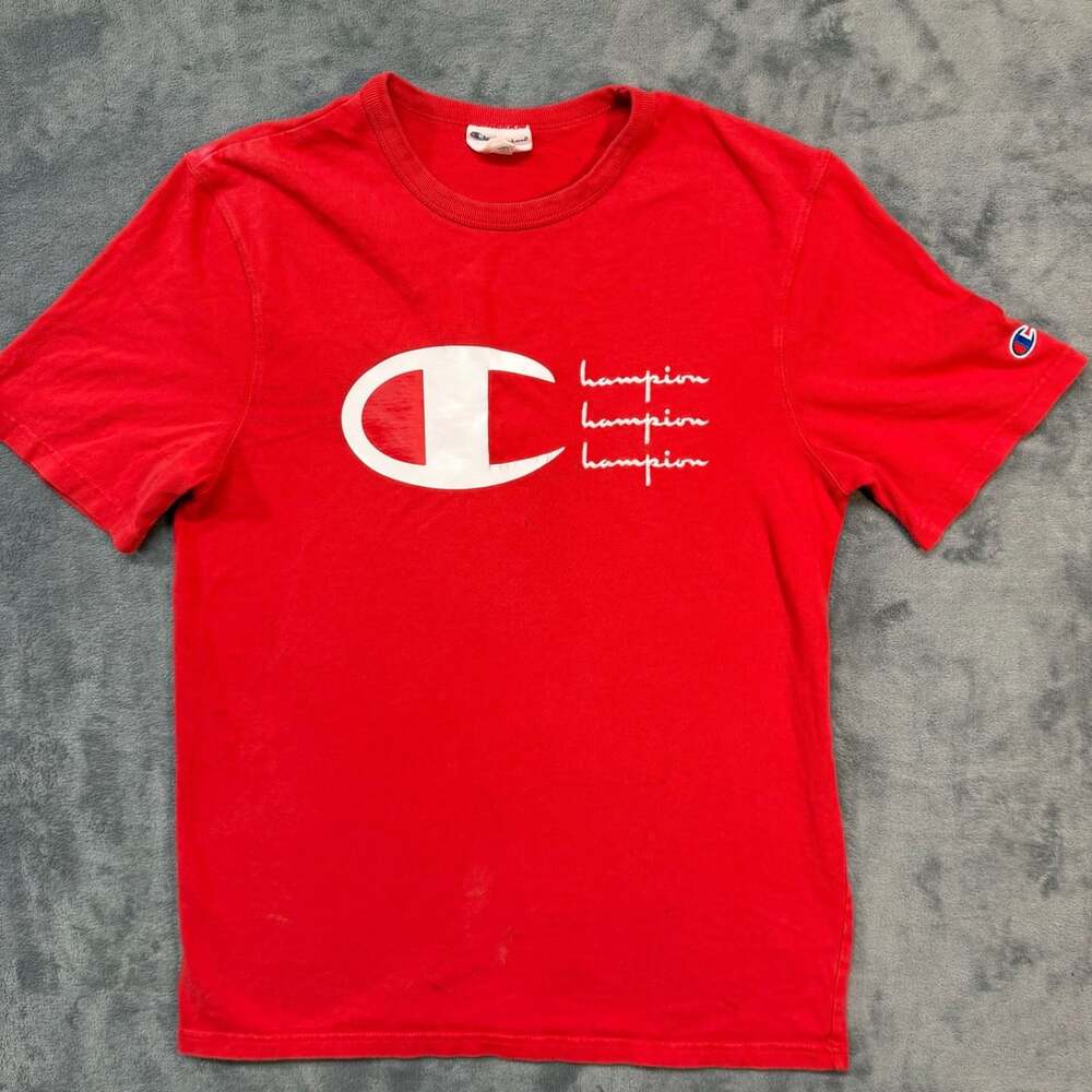 Heritage ￼Champion Graphic T-Shirt Size Medium Red Script Logo